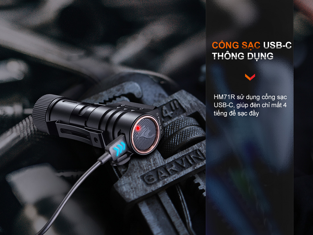 Đèn pin đội đầu FENIX HM71R có cổng sạc USB tiện lợi