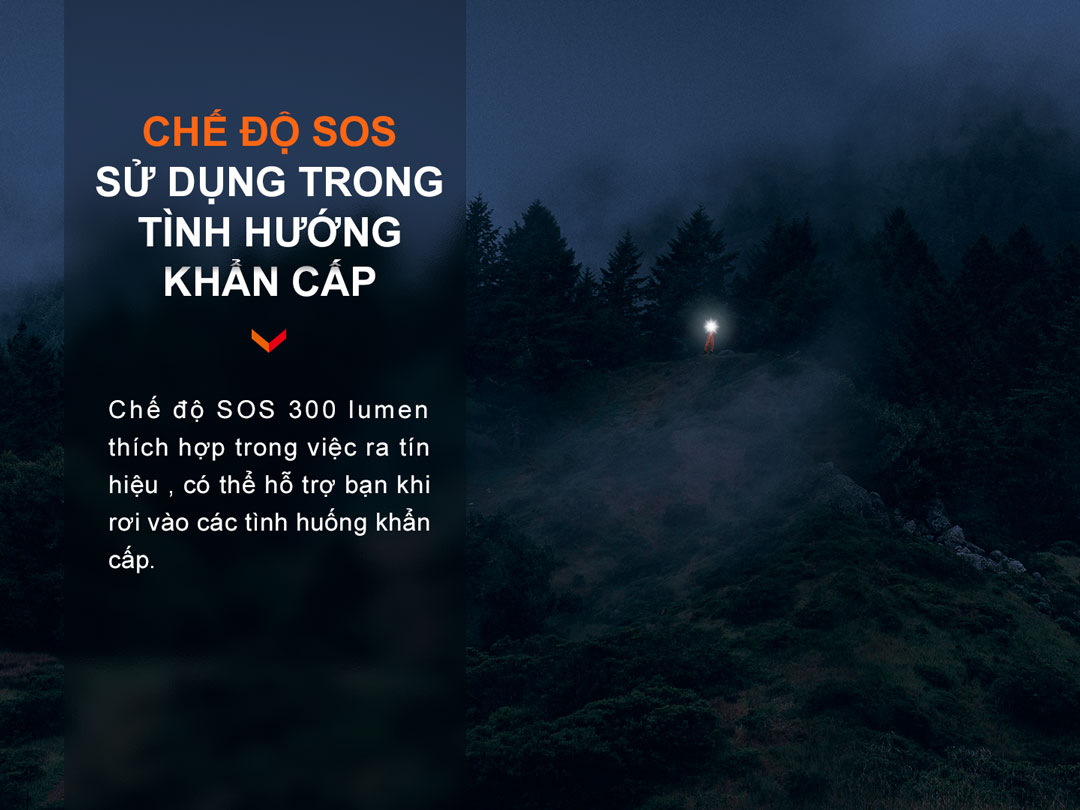 Đèn pin tìm kiếm cứu nạn FENIX LR60R tính năng nháy SOS trong các trường hợp khẩn cấp