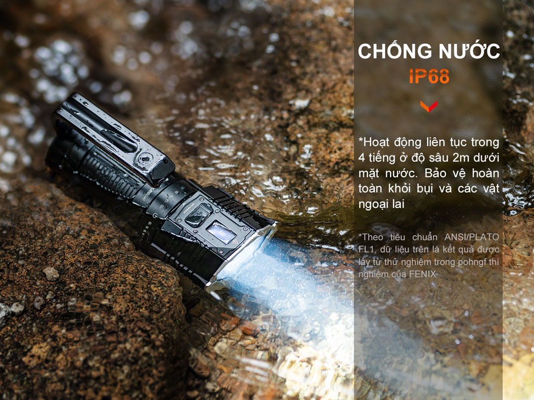 Đèn pin tìm kiếm cứu nạn FENIX LR60R Chống nước chuẩn IP68 chống nước 4 tiếng ở độ sâu 2m