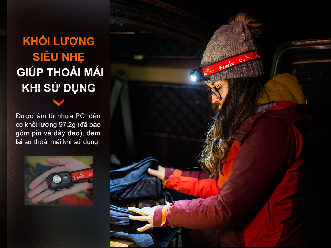 Đèn nhỏ gọn, trọng lượng đèn chưa tới 100gr