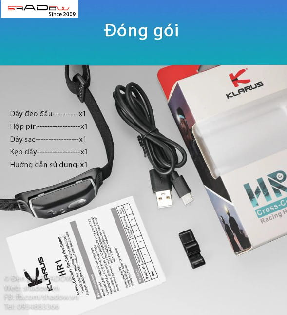 Bộ sản phẩm đèn KLARUS HR1 PLUS