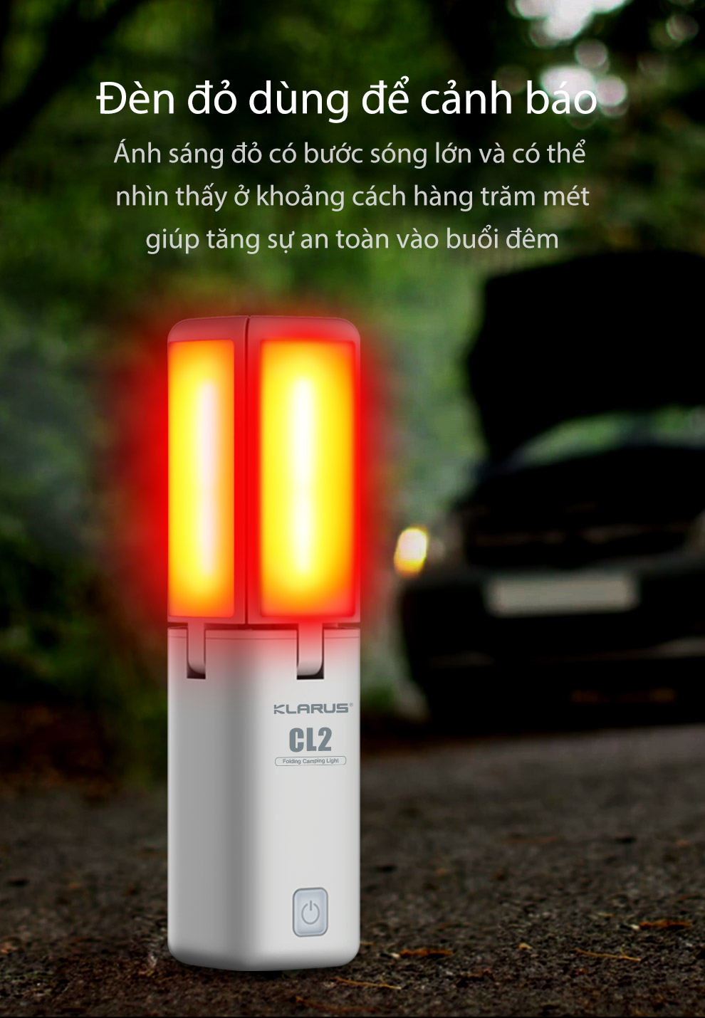 klarus cl2 trang bị đèn đỏ dùng để cảnh báo