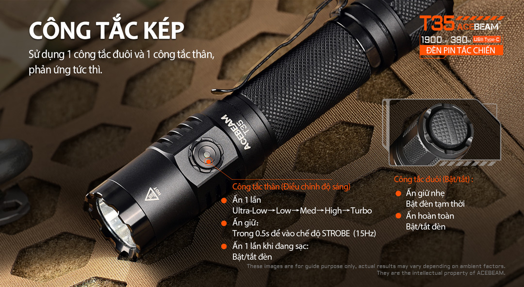 Công tắc kép của đèn acebeam t35