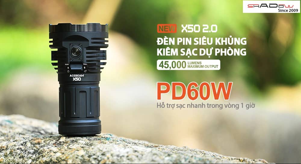 đèn pin siêu sáng công suất lớn Acebeam X50 V2 chính hãng