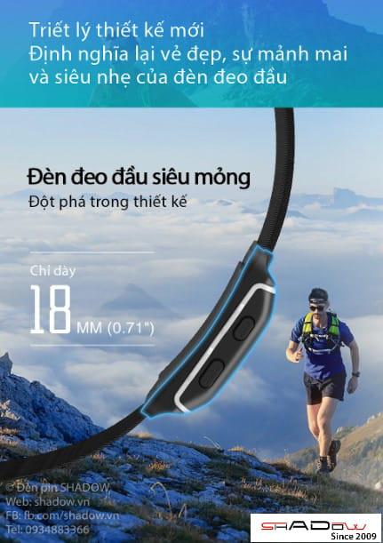 Đèn pin đội đầu KLARUS HR1 Pro với thiết kế siêu mỏng