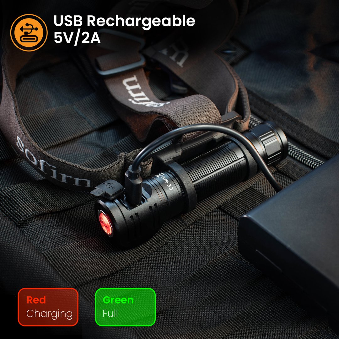 Đèn pin đội đầu Sofirn HS40 được trang bị cổng sạc USB