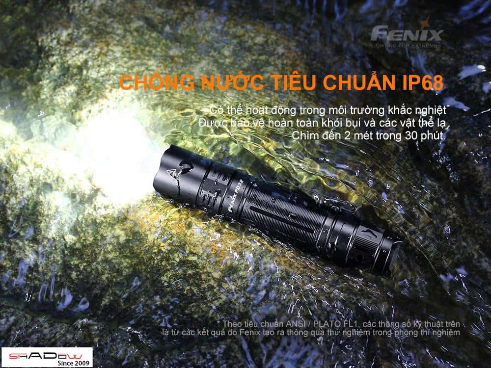 đèn pin FENIX PD32 V2.0 đạt chuẩn chống nước ip68
