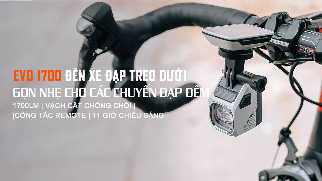 đèn xe đạp evo 1700 độ sáng 1700 lumen