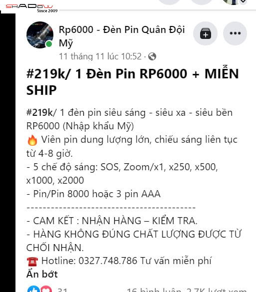 đèn pin rp6000 được rao bán với giá rẻ