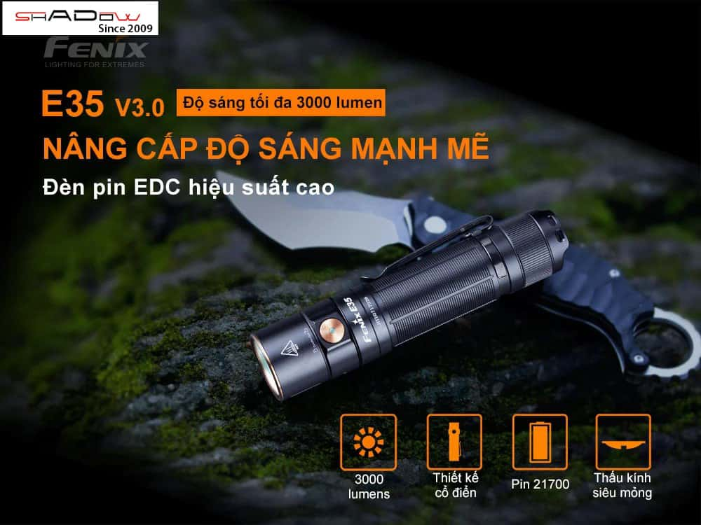 Đèn pin siêu sáng 5 chế độ Fenix E35 V3.0