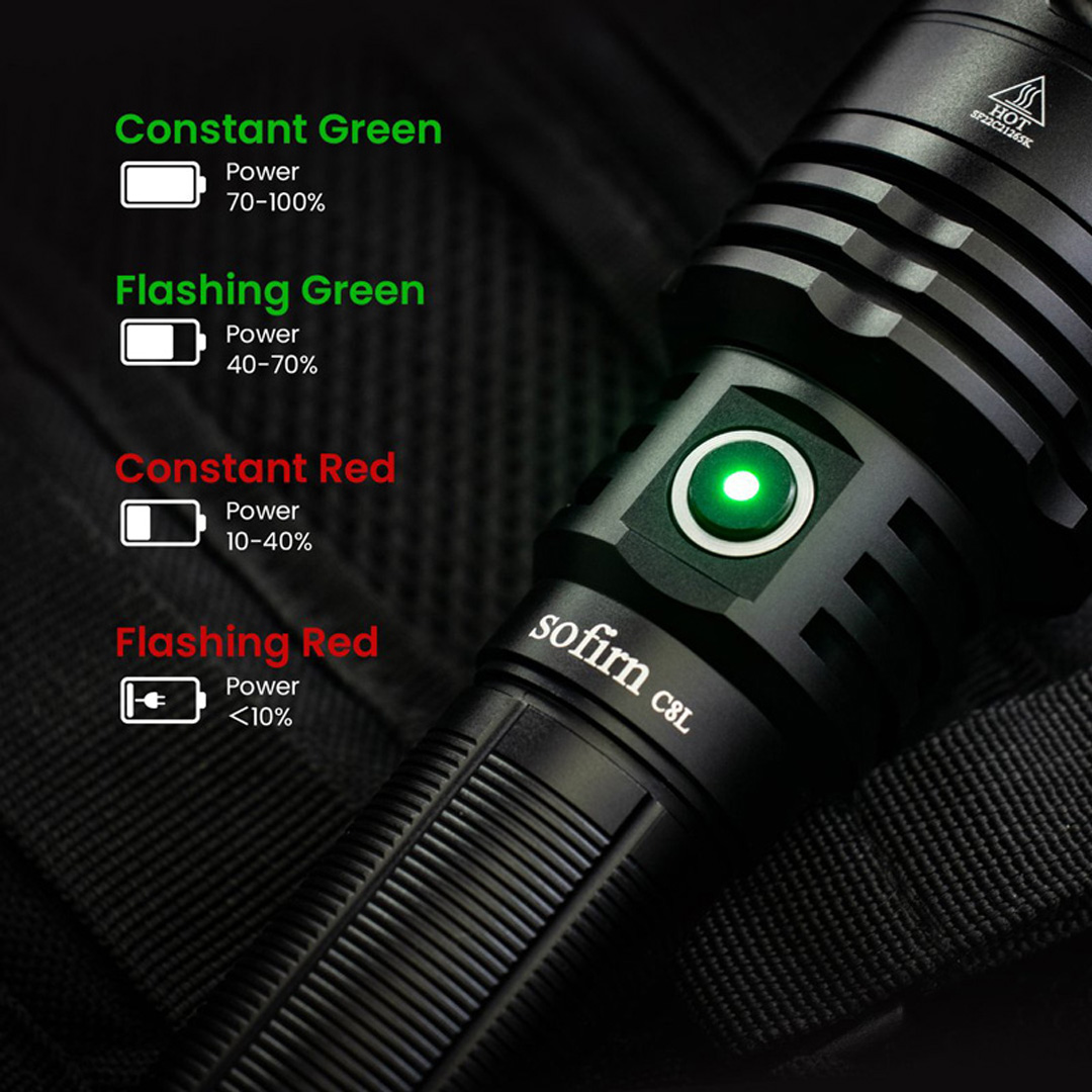Đèn pin SOFIRN C8L CÓ LED hiển thị dung lượng pin