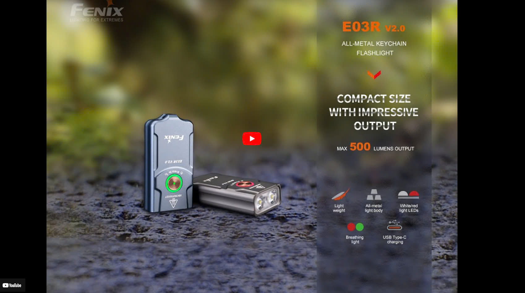 Video chi tiết sản phẩm Đèn pin móc khóa FENIX E03R v2
