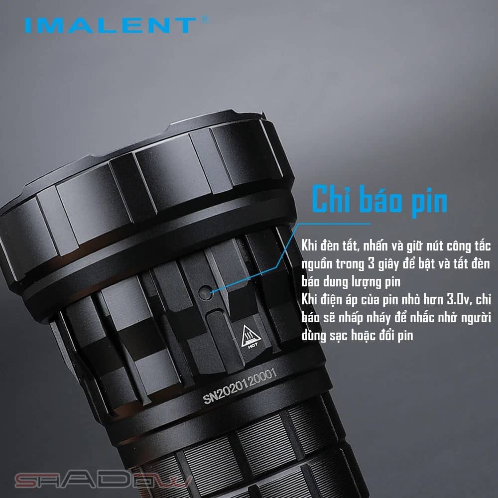 Imalent R60C trang bị đèn chỉ báo pin