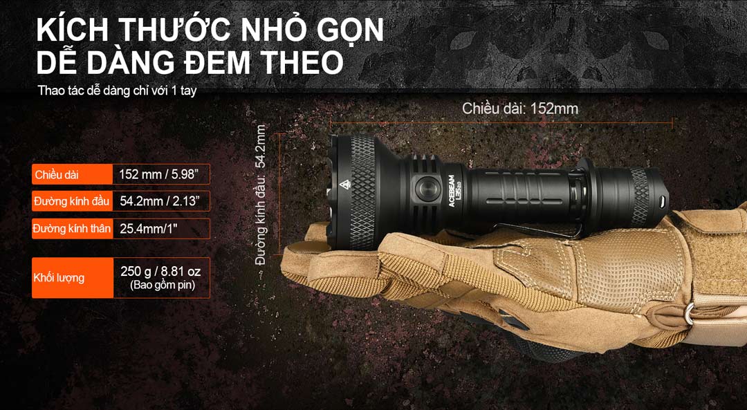 Đèn pin tác chiến ACEBEAM L35 2.0 dài 152mm 250gram
