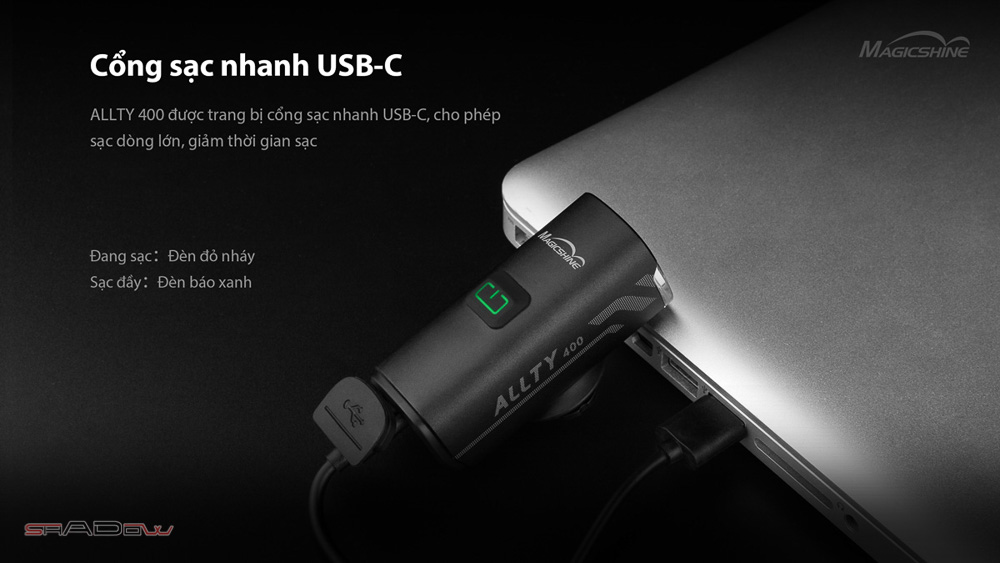 ALLTY 400 được trang bị cổng sạc nhanh USB C