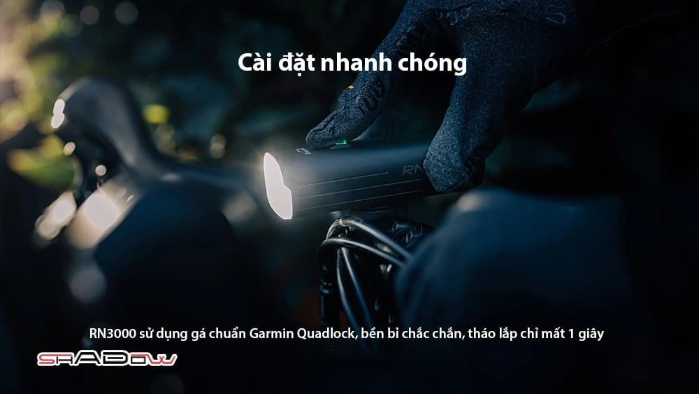 MAGICSHINE RN 3000 sử dụng gá chuẩn Garmin Quadlock chất lượng cao