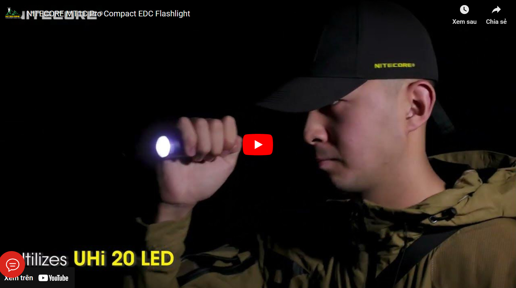 Hình ảnh gắn link video youtube nguồn: NITECORE CROWDFUNDING
