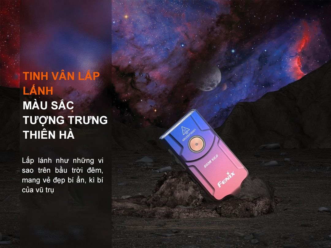 Đèn pin móc khóa FENIX E03R v2 màu tình vân lấp lánh