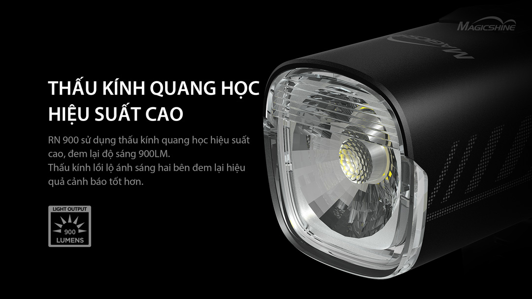 Đèn xe đạp MAGICSHINE RN900 có thấu kính quang học