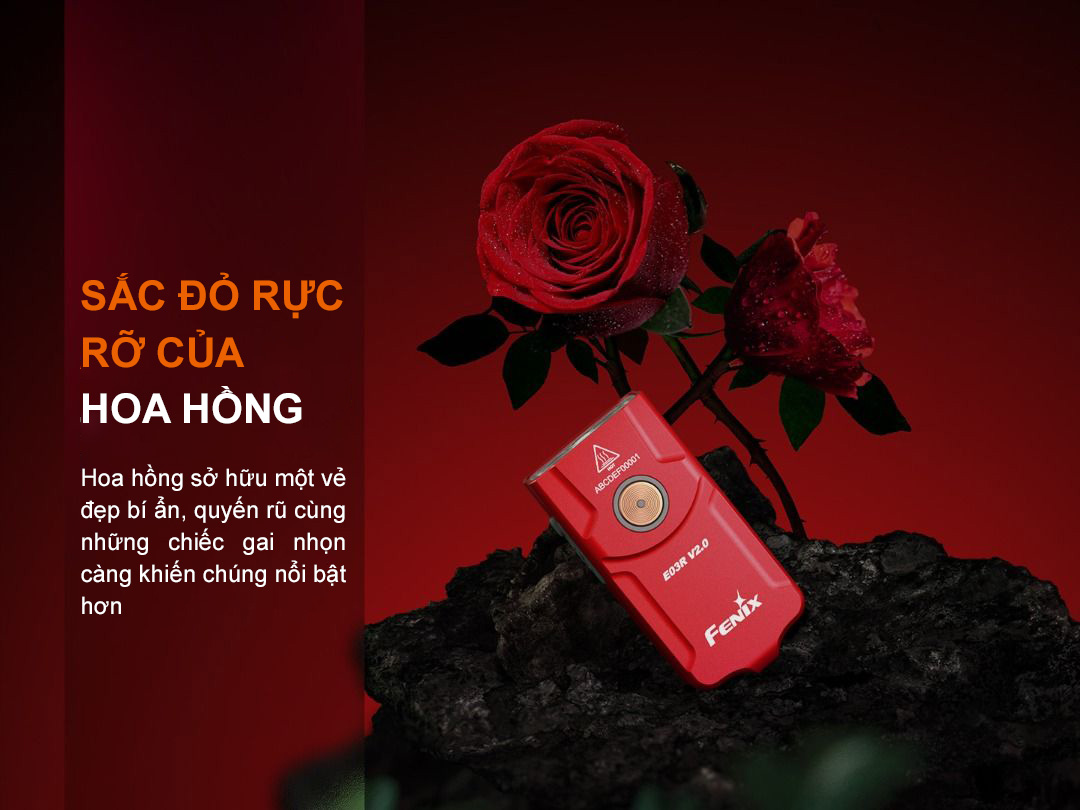 Đèn pin móc khóa FENIX E03R v2 màu đỏ rực