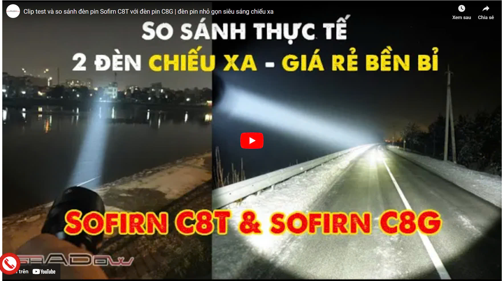 Video so sanh đèn pin