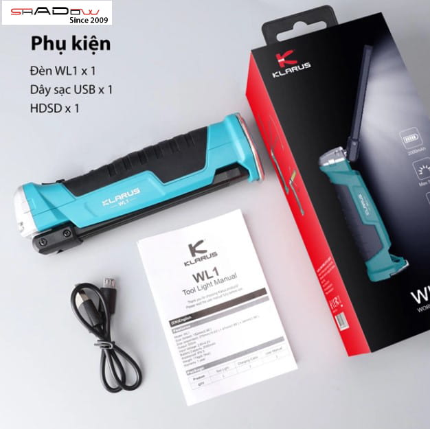 Trọn bộ phụ kiện của đèn pin KLARUS WL1