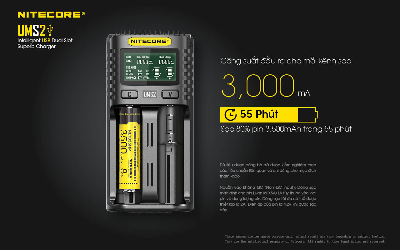 Công suất sạc NItecore UMS2