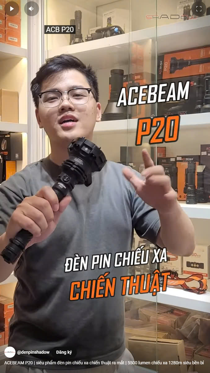 review chi tiết đèn pin chiếu xa tác chiến ACEBEAM P20 