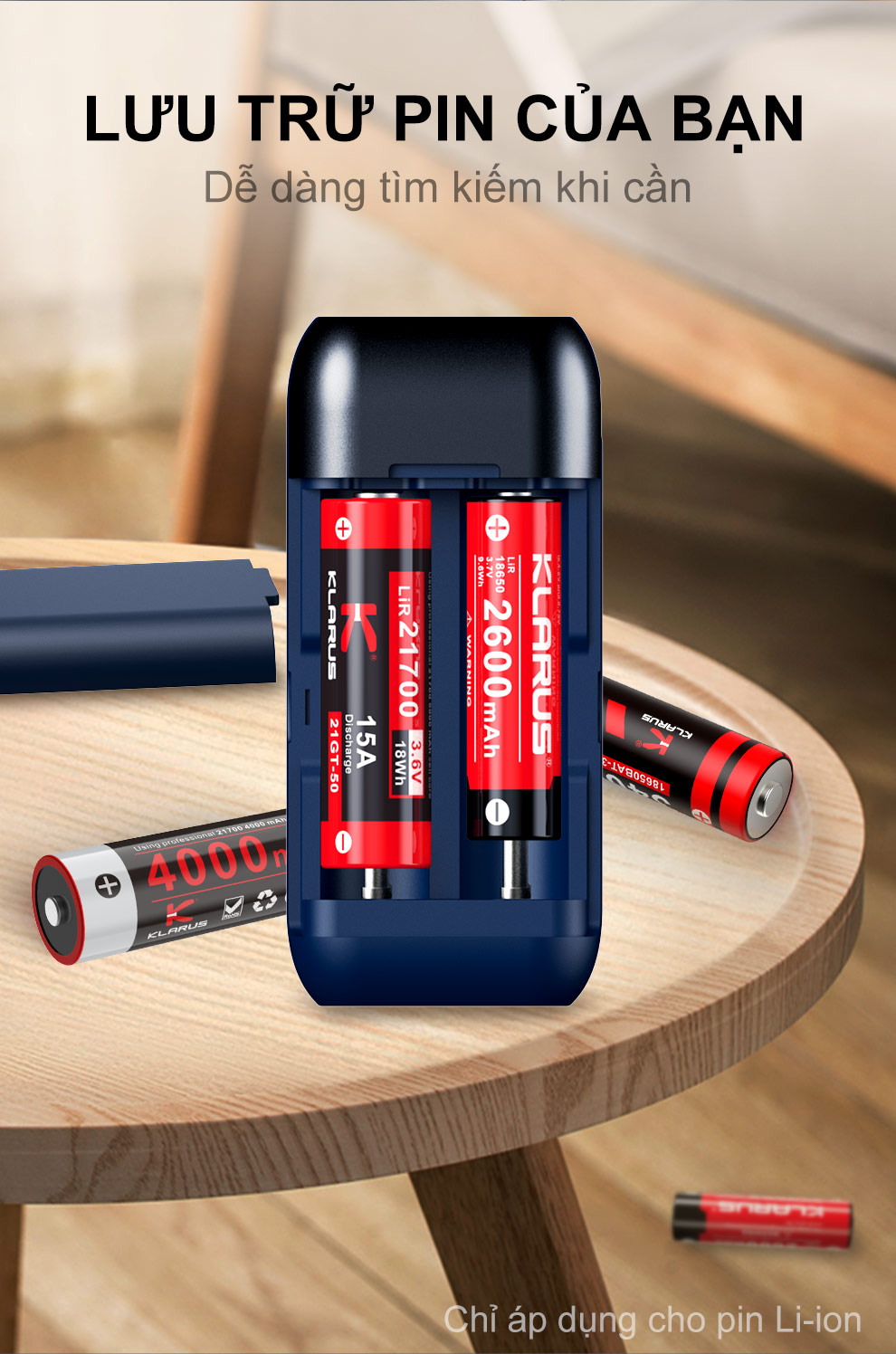 Sạc pin đôi thông minh KLARUS K2A dòng sạc nhanh 2A kiêm chức năng power bank