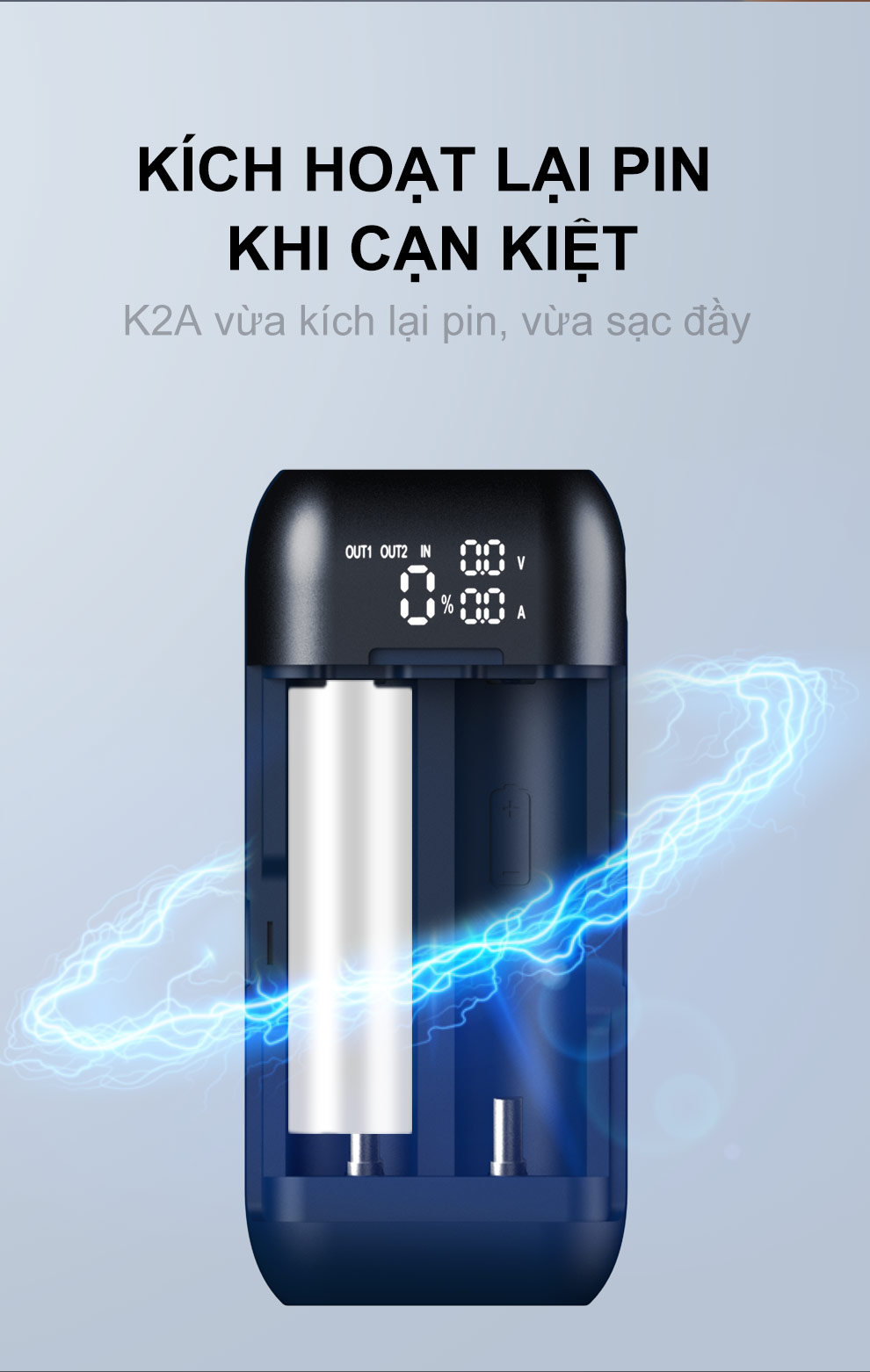 Sạc pin đôi thông minh KLARUS K2A dòng sạc nhanh 2A kiêm chức năng power bank