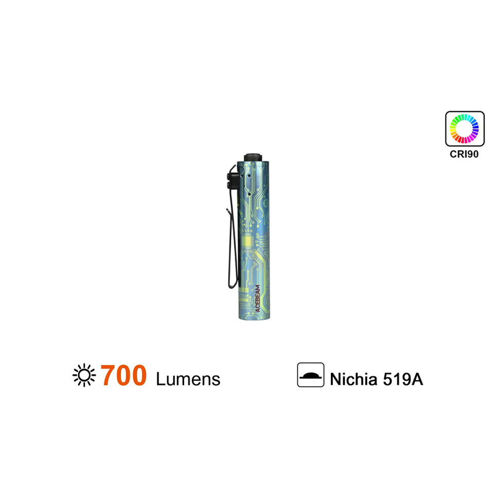 Đèn pin ACEBEAM RIDER RX 2.0 Titanium 700 lumen chiếu xa 101m pin 14500 USB-C fidget toy