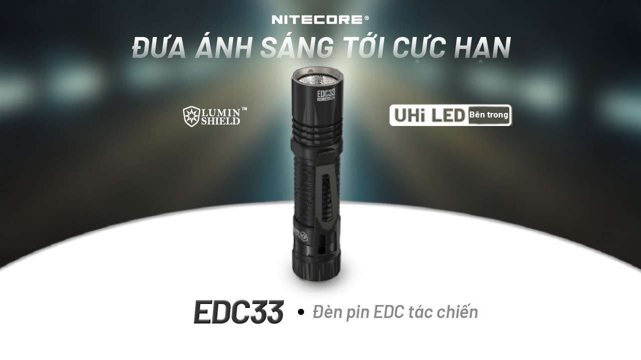 Đèn pin NITECORE EDC33 sáng 4000 lumen chiếu xa 450m pin dung lượng 18650 4000mAh sạc USB C