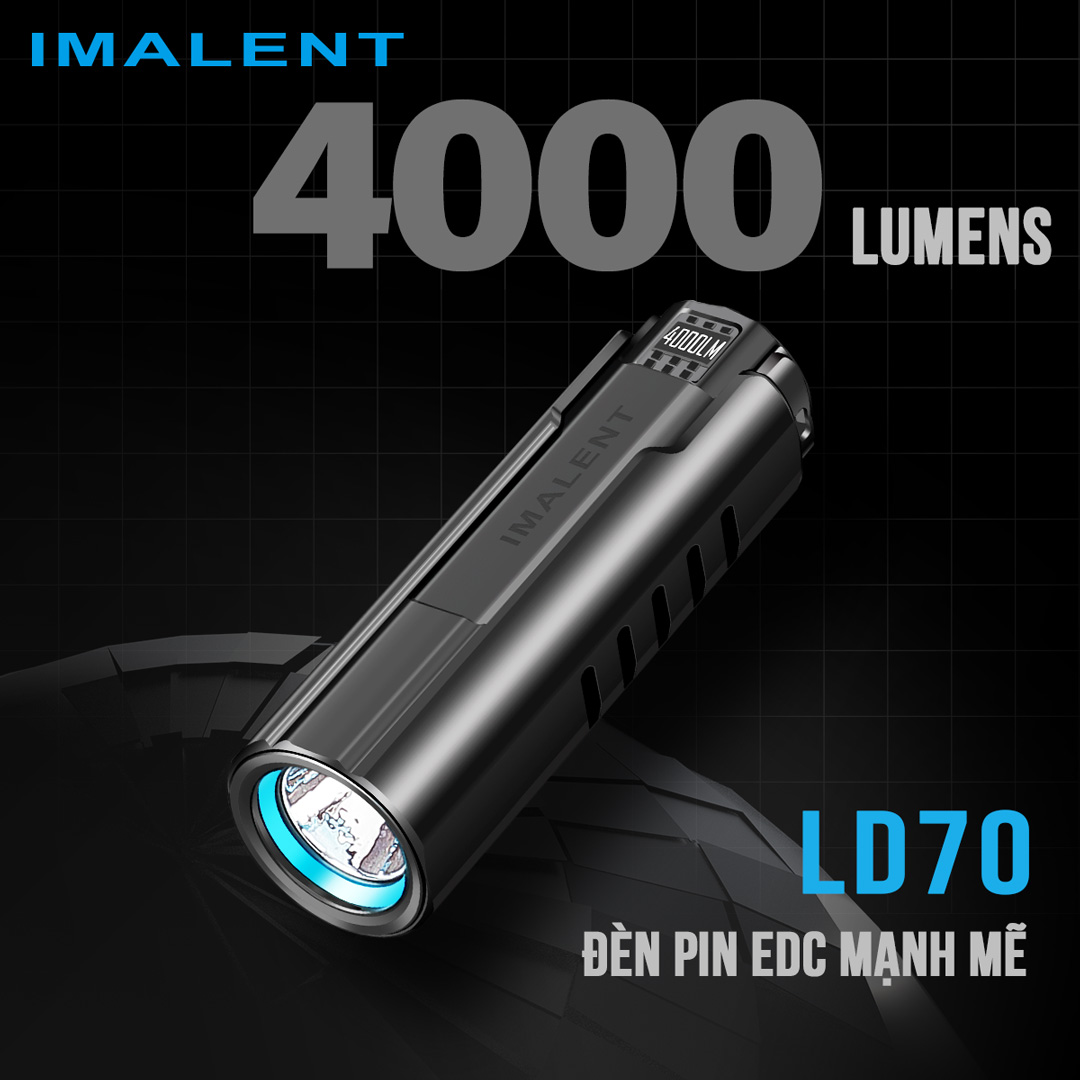 Đèn pin mini IMALENT LD70 độ sáng 4000 lumen tầm chiếu xa 203m pin 18350 sạc nam châm