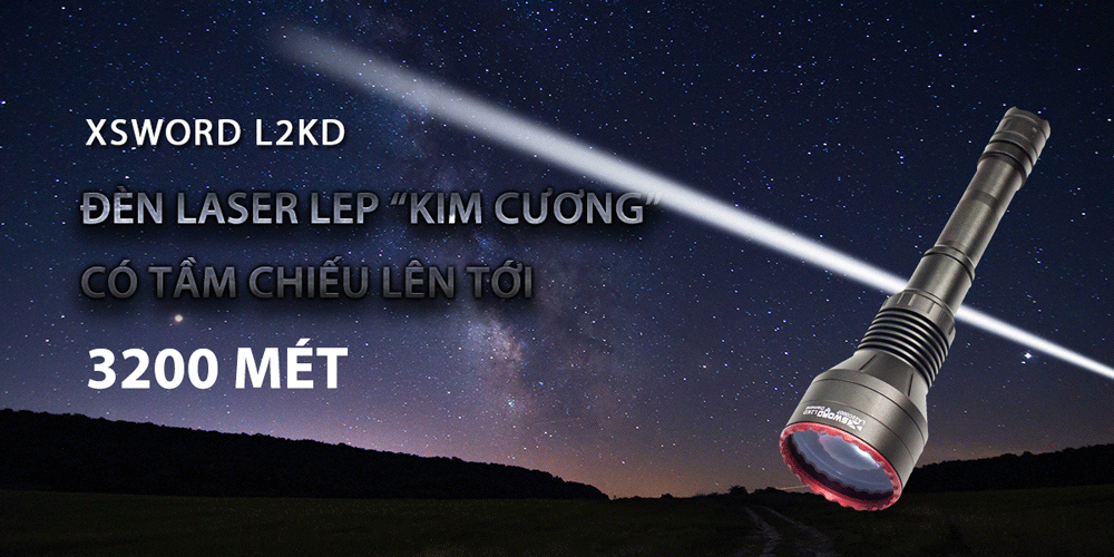 Đèn laser trắng MAXTOCH L2KD tầm chiếu siêu xa 3200m độ sáng 650 lumen sử dụng 2 pin Li-ion 21700 5000 mAh kèm theo