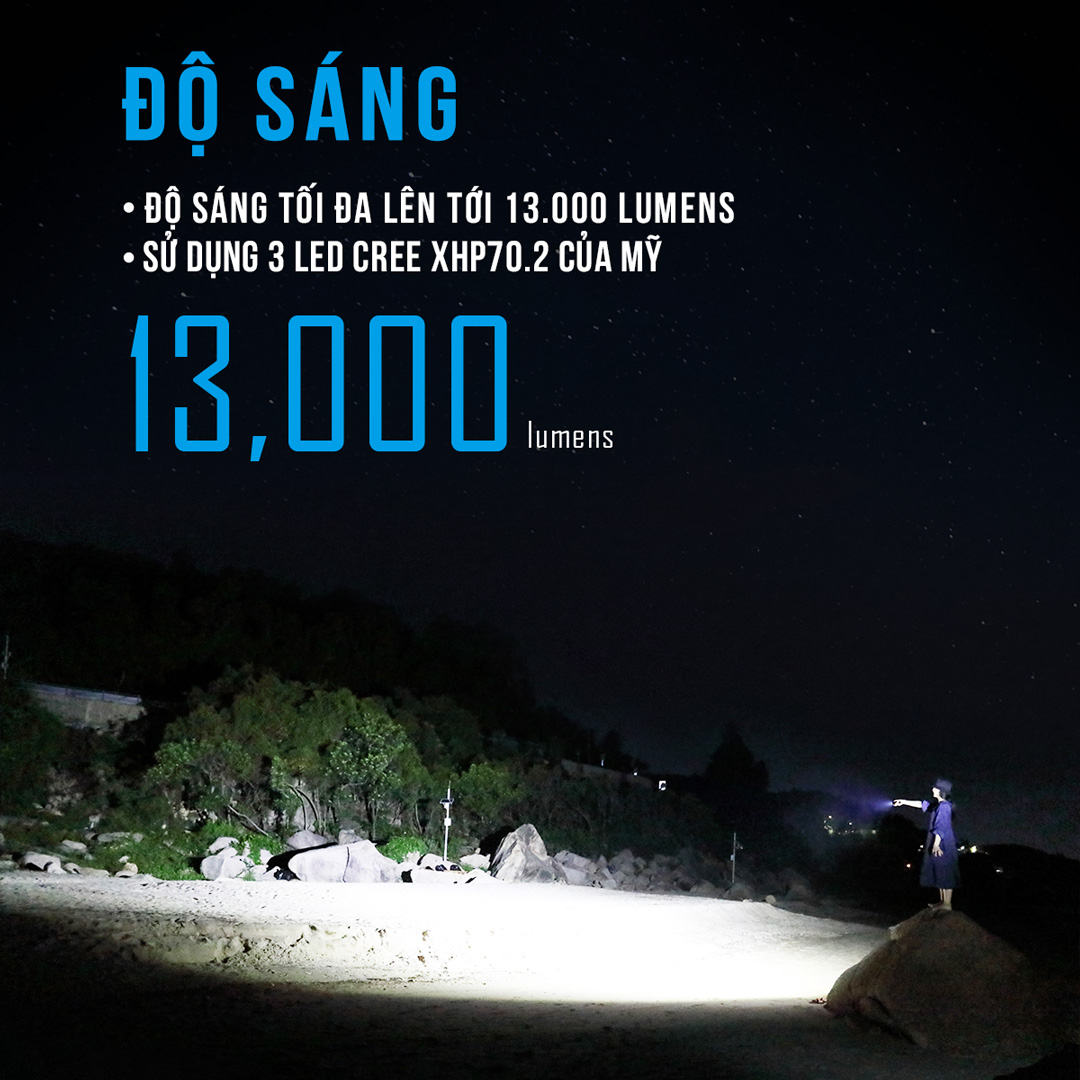 Đèn pin edc IMALENT MS03 sáng 13.000 lumen chiếu xa 324m pin 21700 sạc USB-C