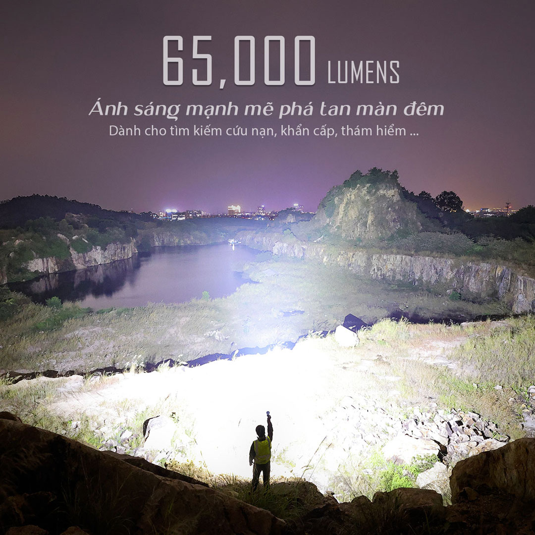 Đèn pin IMALENT MS12 Mini C sáng 65.000 lumen chiếu xa 1036m sạc USB-C Powerbank