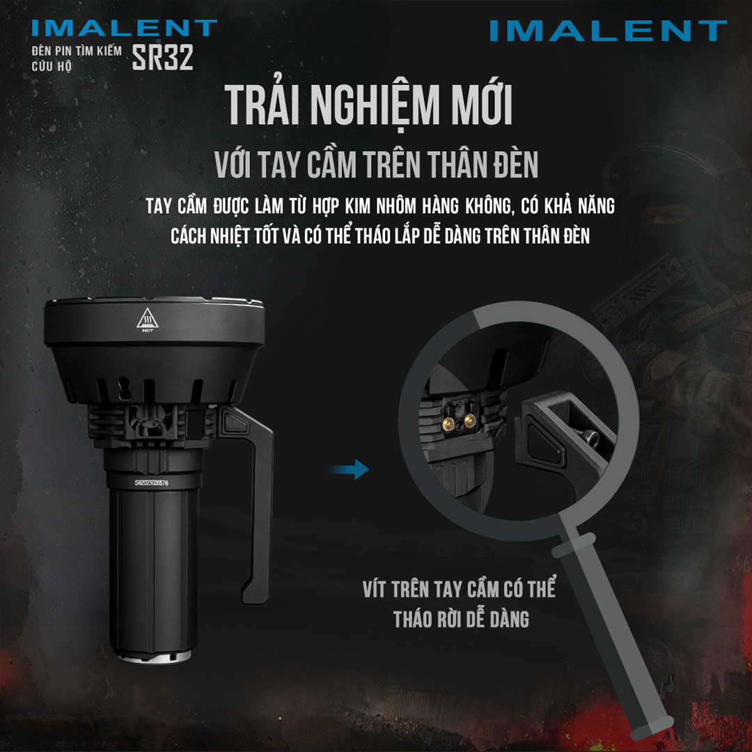 Đèn pin IMALENT SR32 sáng 120.000lm chiếu xa 2.080m 32 LED XHP50.3 sạc USB-C kiêm Powerbank