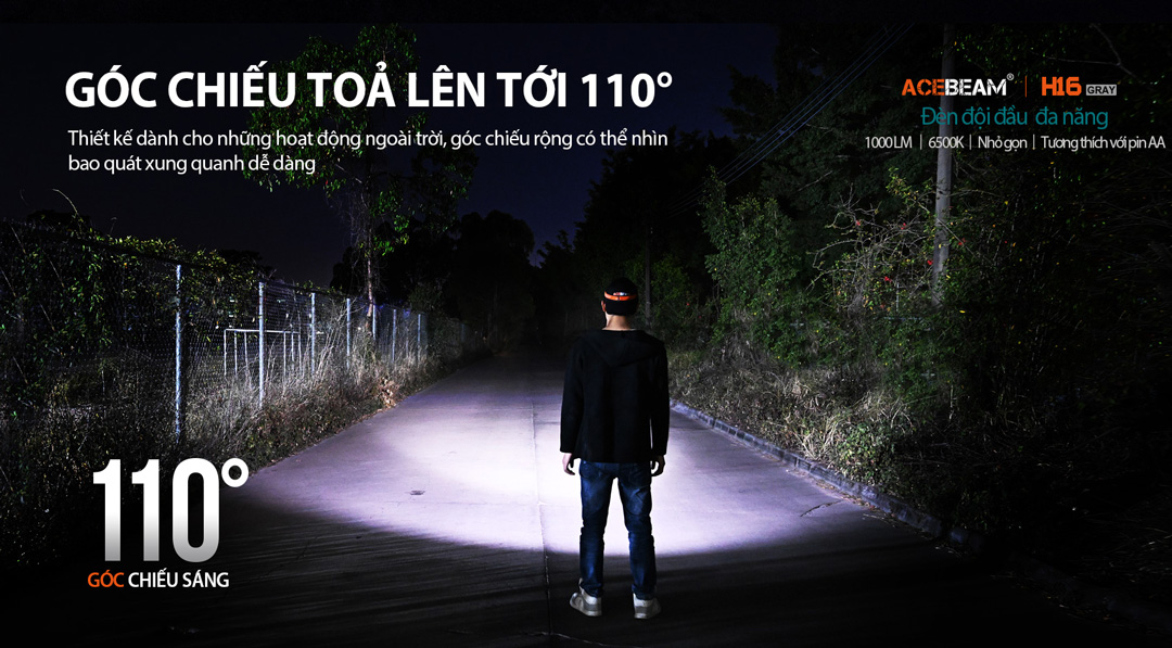 Đèn pin đội đầu ACEBEAM H16 độ sáng 1000lm / 650 lm pin 14500 920mAh
