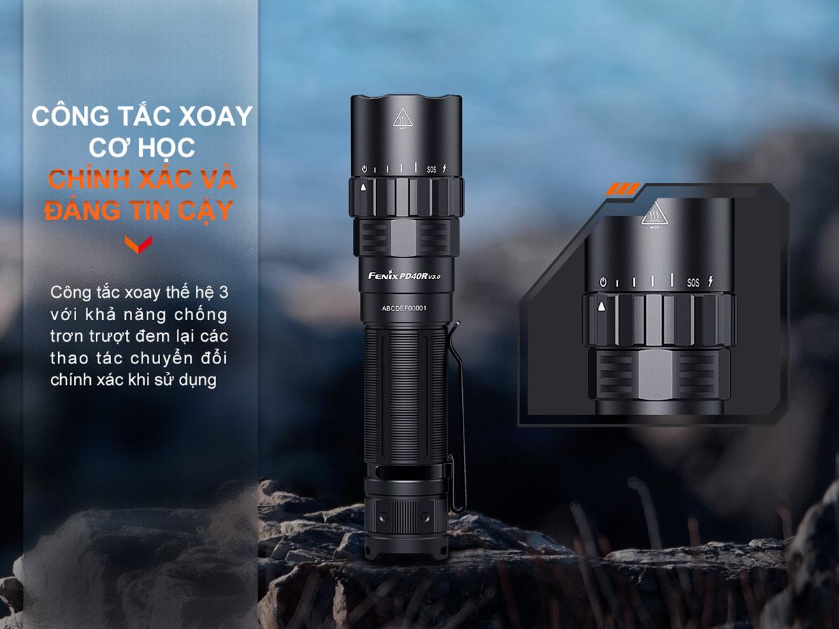 Đèn pin FENIX PD40R V3.0 sáng 3000lm chiếu xa 500m sạc USB-C pin 21700 5000mAh