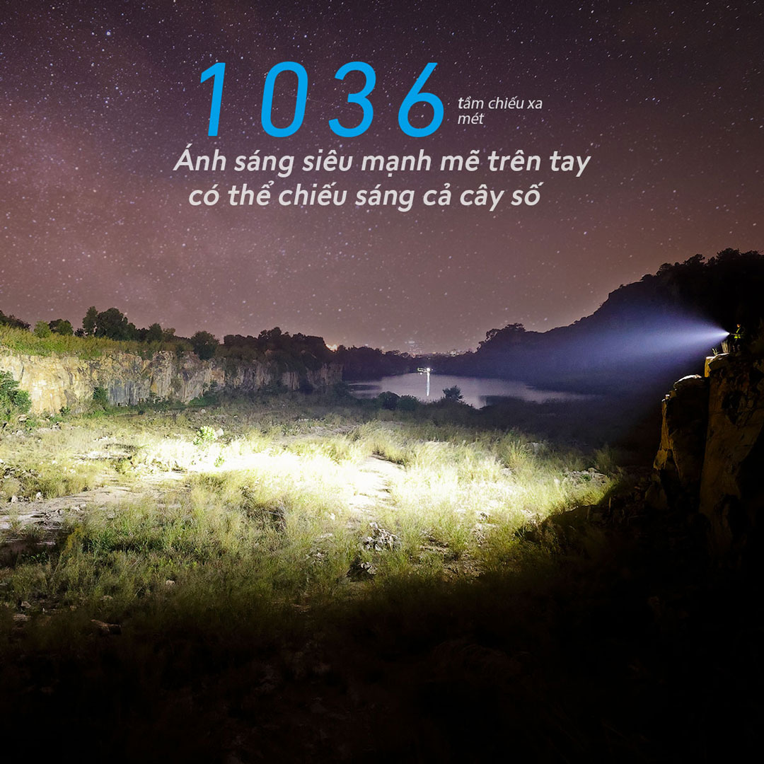 Đèn pin IMALENT MS12 Mini C sáng 65.000 lumen chiếu xa 1036m sạc USB-C Powerbank