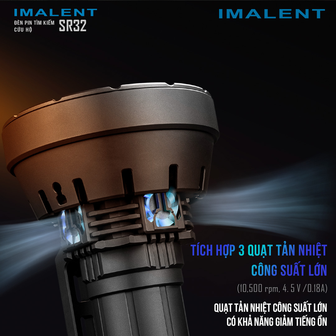 Đèn pin IMALENT SR32 sáng 120.000lm chiếu xa 2.080m 32 LED XHP50.3 sạc USB-C kiêm Powerbank