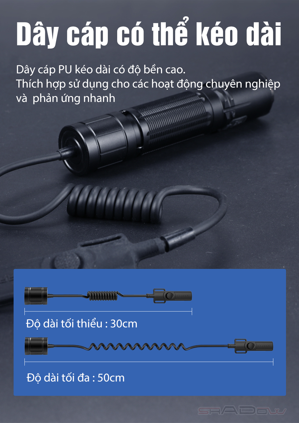 Công tắc điều khiển từ xa đuôi KLARUS TRC1 tương thích với Klarus XT11GT Pro và XT2CR Pro