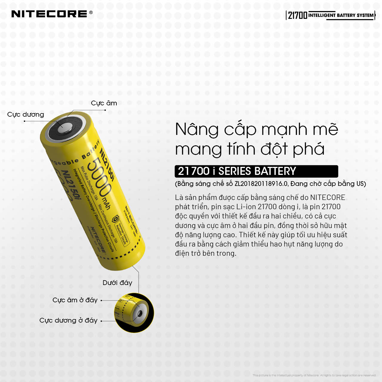 Thiết kế hai cực ở cả hai đầu pin giúp giảm điện trở, tăng hiệu suất truyền năng lượng và tối ưu khả năng cấp nguồn.