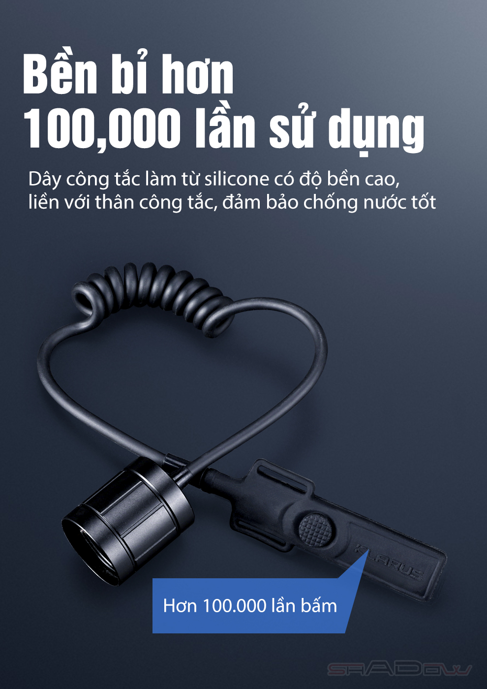 Công tắc điều khiển từ xa đuôi KLARUS TRC1 tương thích với Klarus XT11GT Pro và XT2CR Pro