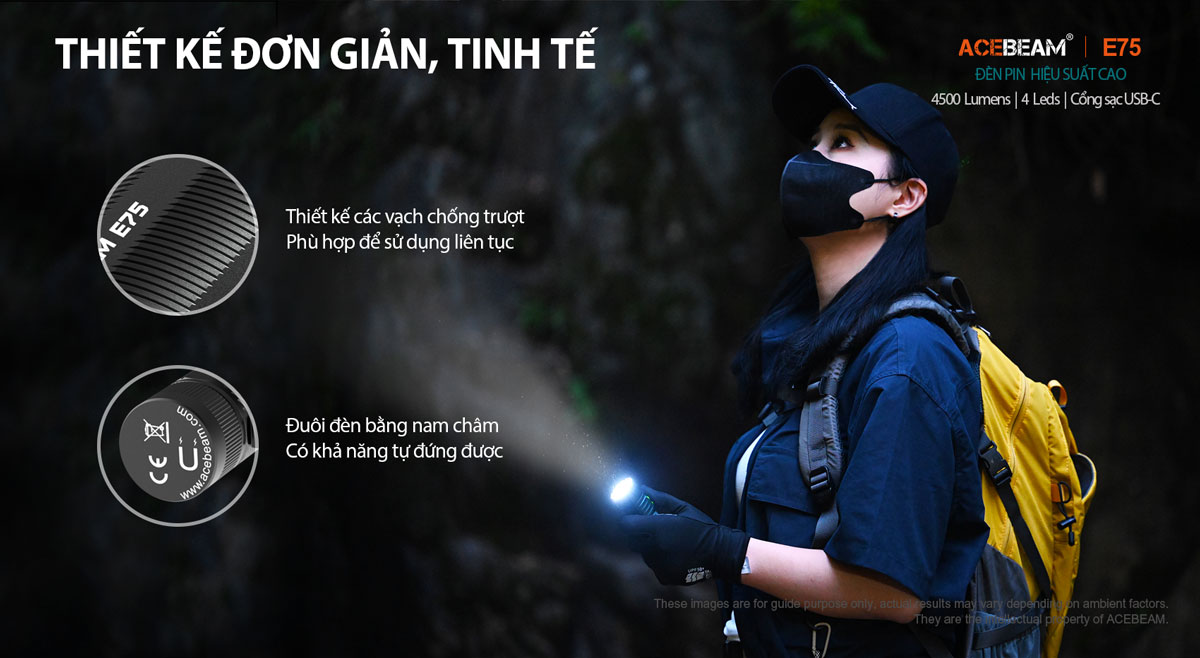 Đèn pin ACEBEAM E75 độ sáng 4500 lumen chiếu xa 260m pin 21700 5000mAh cổng sạc USB-C