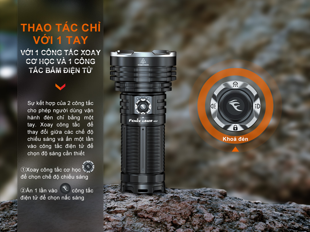 Đèn pin tìm kiếm cứu nạn FENIX LR40R V2.0 độ sáng 15.000 lumen chiếu xa 900m