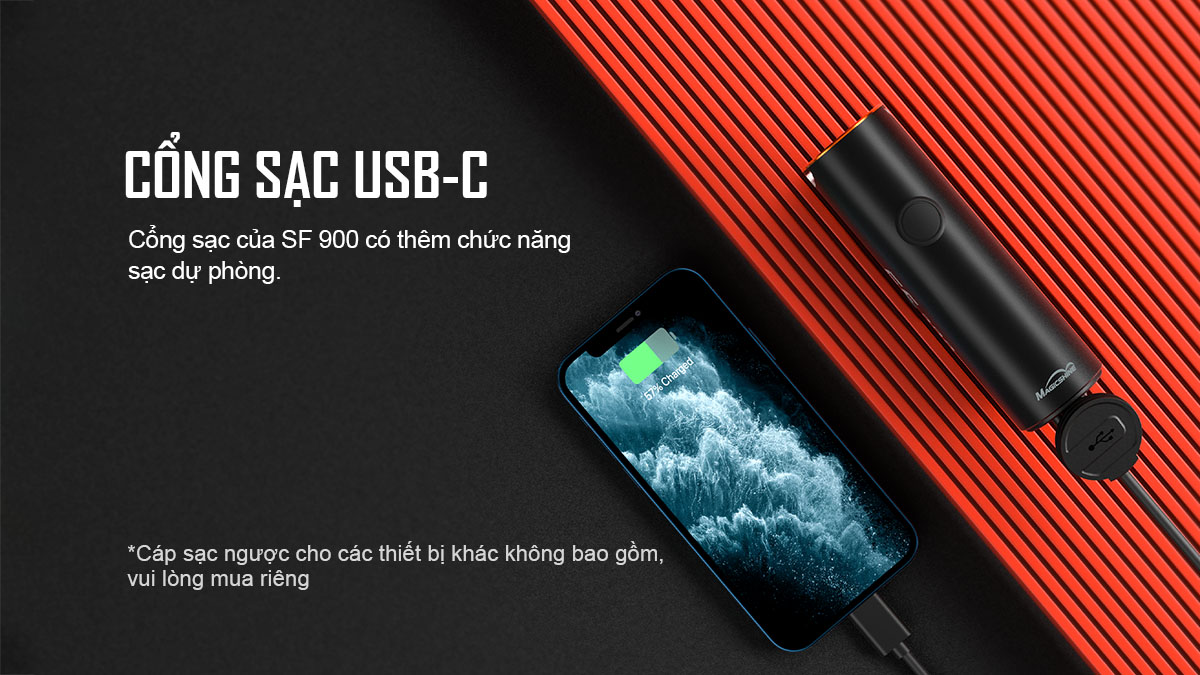 Đèn xe đạp MAGICSHINE SF900 sáng 900lm chiếu xa 150m pin 2600mAh sạc USB-C powerbank