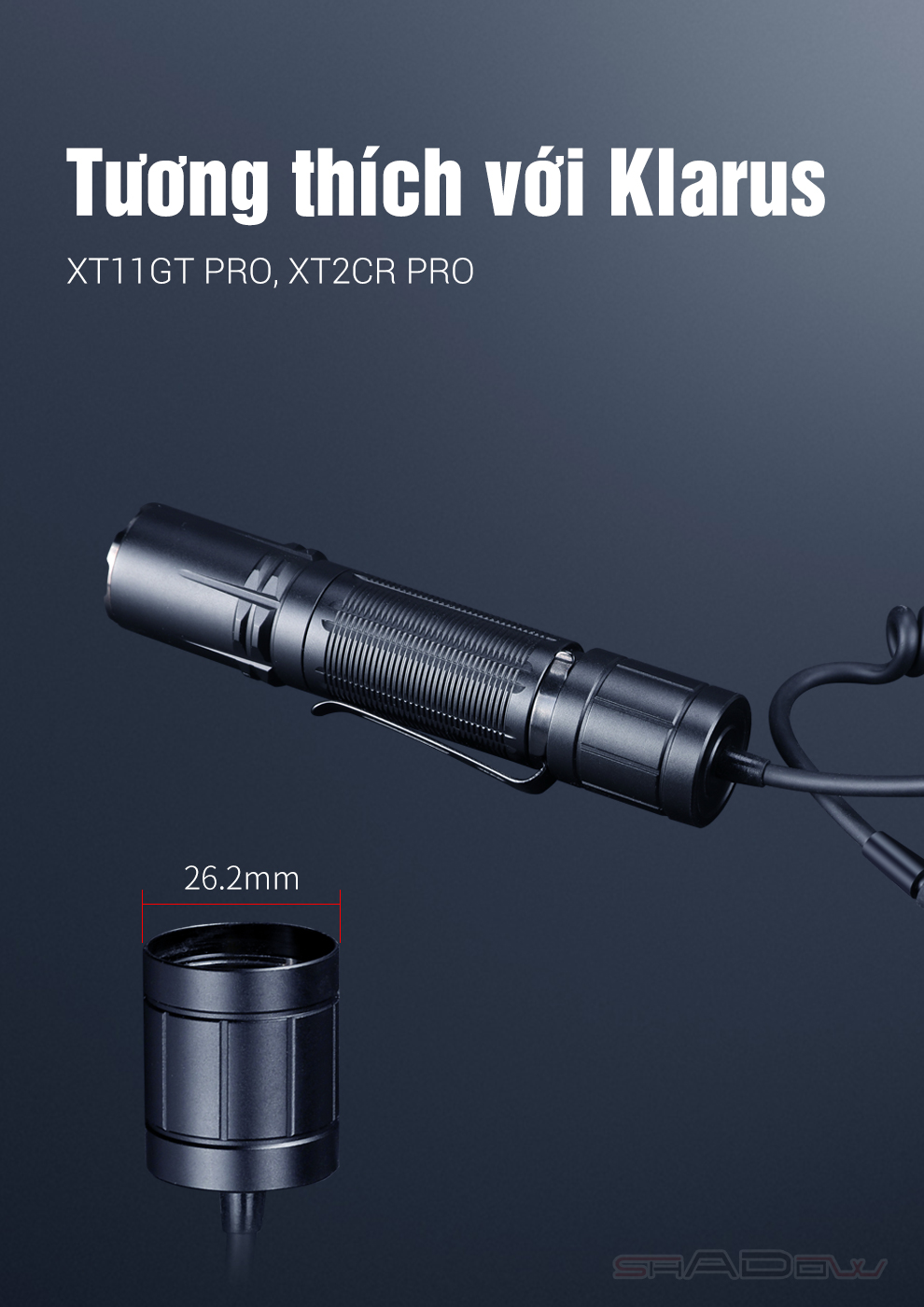 Công tắc điều khiển từ xa đuôi KLARUS TRC1 tương thích với Klarus XT11GT Pro và XT2CR Pro