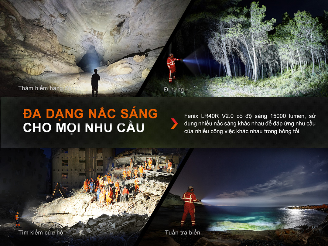 Đèn pin tìm kiếm cứu nạn FENIX LR40R V2.0 độ sáng 15.000 lumen chiếu xa 900m