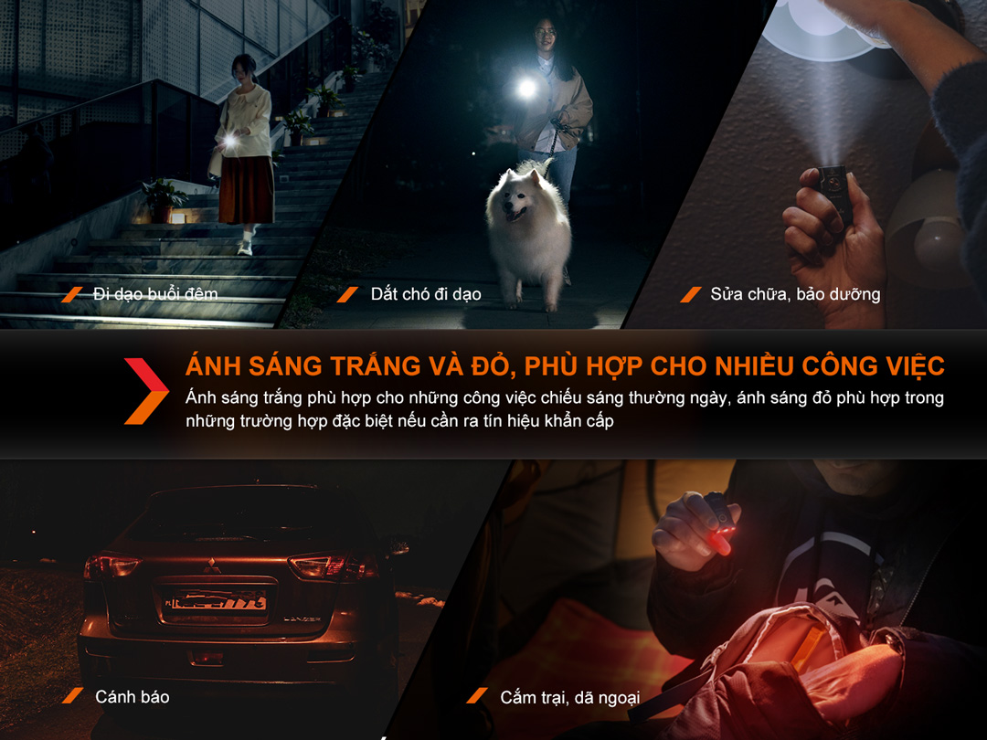 Đèn pin móc khóa FENIX E03R v2 sáng 500lm chiếu xa 90m sạc USB C